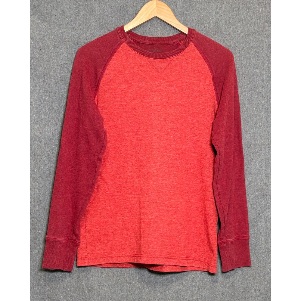 LL Bean Mens Slightly Fitted Raglan Long Sleeve T-Shirt Red Heather Sz Small
